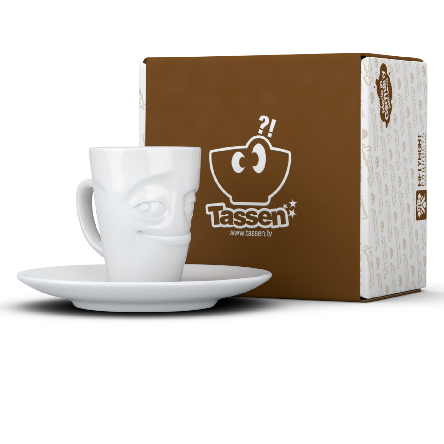 FIFTYEIGHT PRODUCTS / Tazze / Tazzina da caffè espresso con piattino "Birichina" (Porcellana, 80 ml, Bianca, Made in Germany)