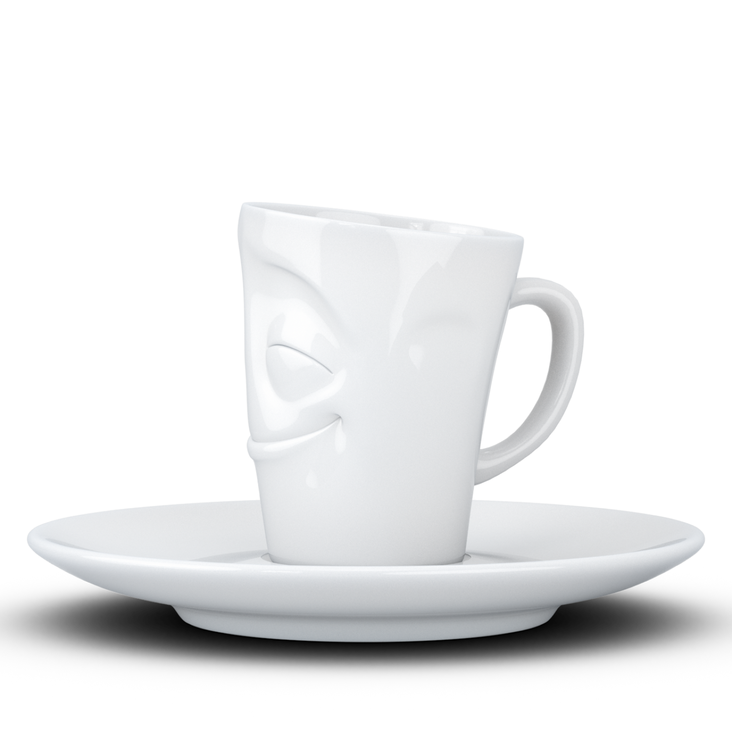 FIFTYEIGHT PRODUCTS / Cups / Espresso Cup with Saucer "Grinning" (Porcelain, 80 ml, White, Made in Germany)