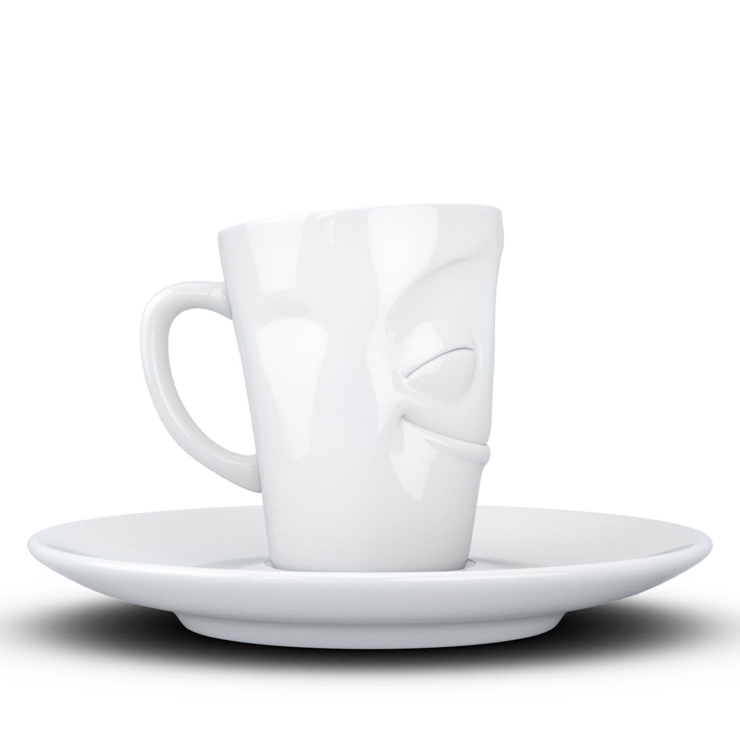 FIFTYEIGHT PRODUCTS / Cups / Espresso Cup with Saucer "Grinning" (Porcelain, 80 ml, White, Made in Germany)