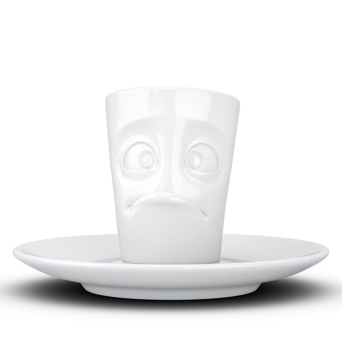 FIFTYEIGHT PRODUCTS / Cups / Espresso Cup with Saucer "Dumbfounded" (Porcelain, 80 ml, White, Made in Germany)