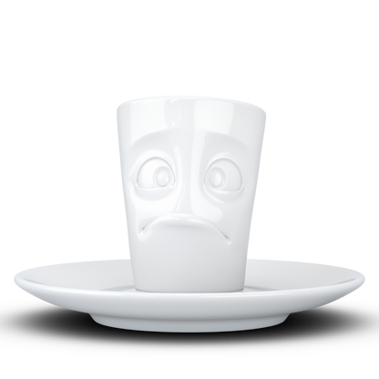 FIFTYEIGHT PRODUCTS / Cups / Espresso Cup with Saucer "Dumbfounded" (Porcelain, 80 ml, White, Made in Germany)