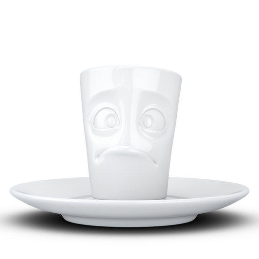 FIFTYEIGHT PRODUCTS / Cups / Espresso Cup with Saucer "Dumbfounded" (Porcelain, 80 ml, White, Made in Germany)