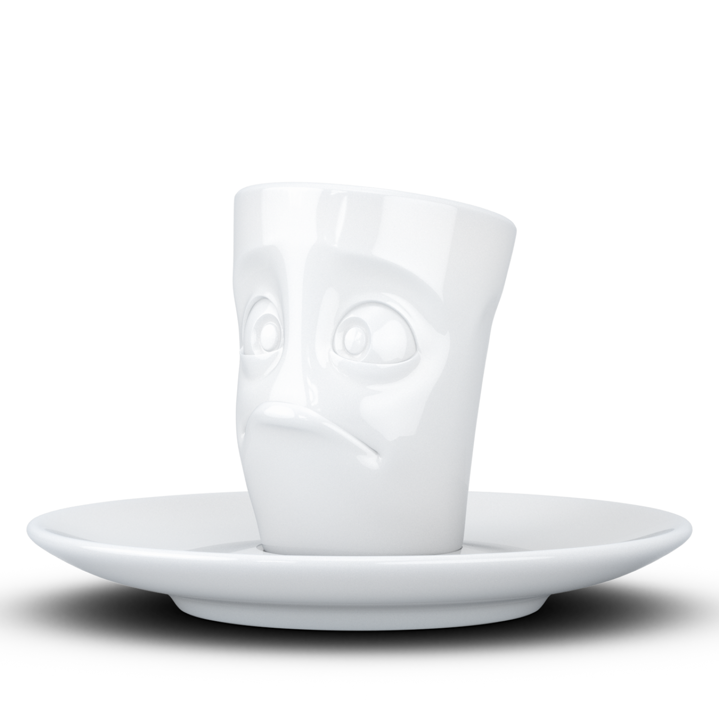 FIFTYEIGHT PRODUCTS / Cups / Espresso Cup with Saucer "Dumbfounded" (Porcelain, 80 ml, White, Made in Germany)