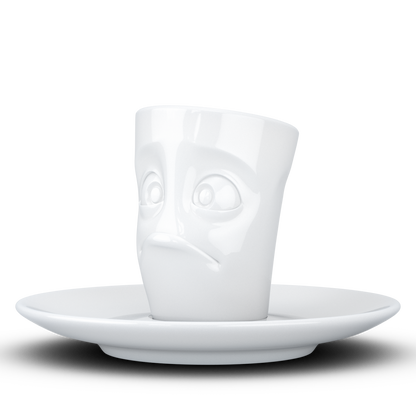 FIFTYEIGHT PRODUCTS / Cups / Espresso Cup with Saucer "Dumbfounded" (Porcelain, 80 ml, White, Made in Germany)