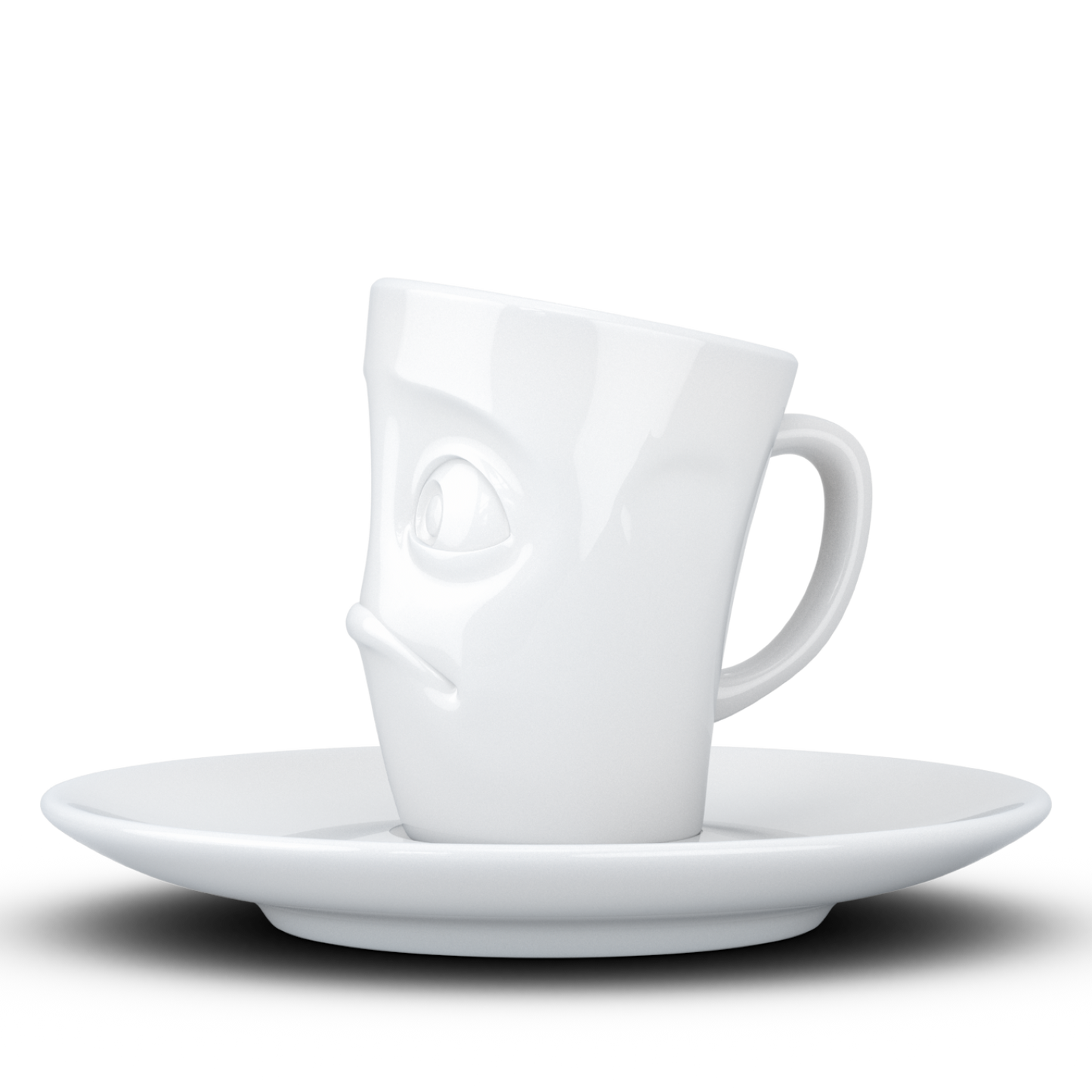 FIFTYEIGHT PRODUCTS / Cups / Espresso Cup with Saucer "Dumbfounded" (Porcelain, 80 ml, White, Made in Germany)