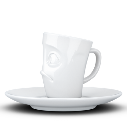 FIFTYEIGHT PRODUCTS / Cups / Espresso Cup with Saucer "Dumbfounded" (Porcelain, 80 ml, White, Made in Germany)