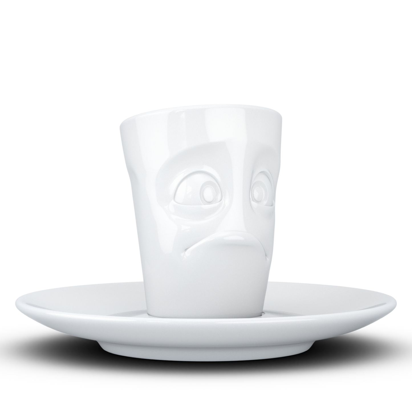 FIFTYEIGHT PRODUCTS / Cups / Espresso Cup with Saucer "Dumbfounded" (Porcelain, 80 ml, White, Made in Germany)