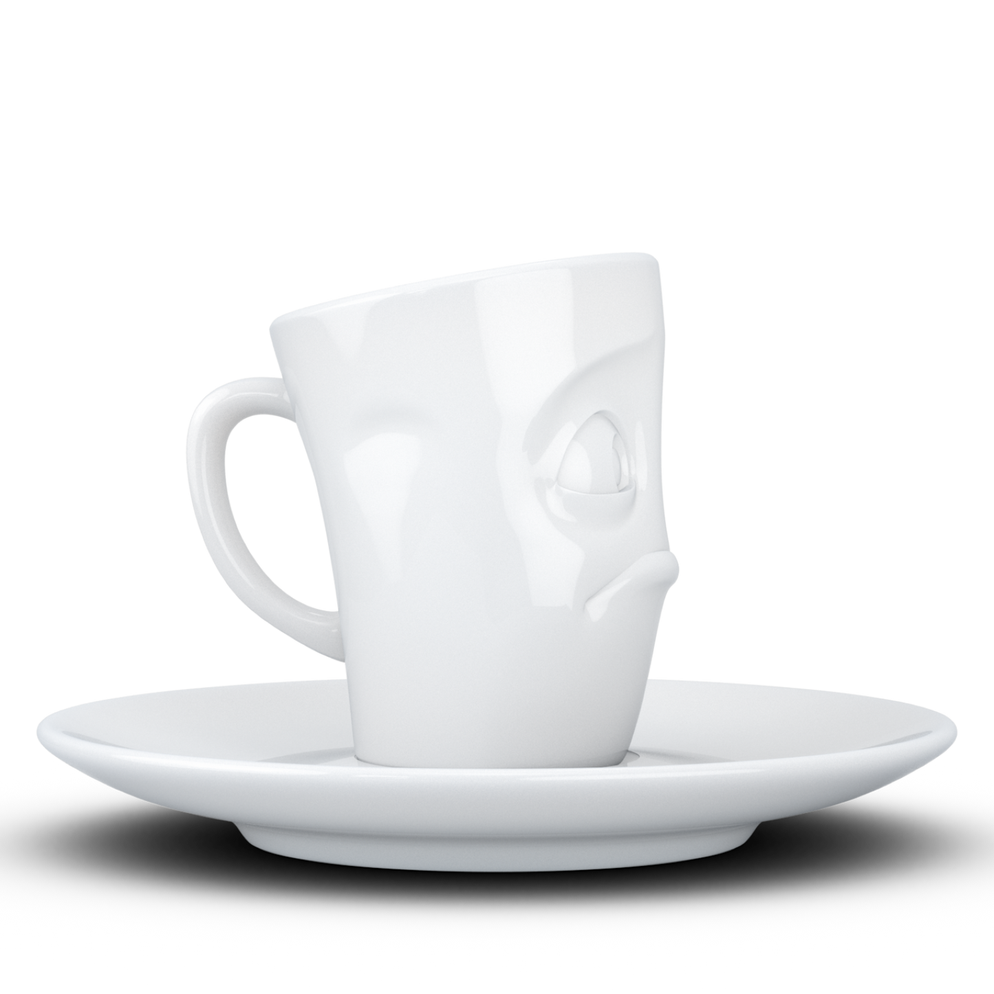 FIFTYEIGHT PRODUCTS / Cups / Espresso Cup with Saucer "Dumbfounded" (Porcelain, 80 ml, White, Made in Germany)