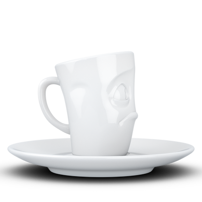 FIFTYEIGHT PRODUCTS / Cups / Espresso Cup with Saucer "Dumbfounded" (Porcelain, 80 ml, White, Made in Germany)