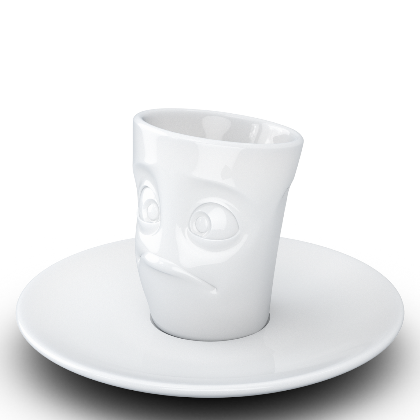 FIFTYEIGHT PRODUCTS / Cups / Espresso Cup with Saucer "Dumbfounded" (Porcelain, 80 ml, White, Made in Germany)