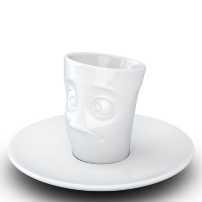 FIFTYEIGHT PRODUCTS / Cups / Espresso Cup with Saucer "Dumbfounded" (Porcelain, 80 ml, White, Made in Germany)