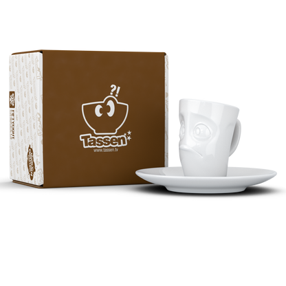 FIFTYEIGHT PRODUCTS / Cups / Espresso Cup with Saucer "Dumbfounded" (Porcelain, 80 ml, White, Made in Germany)