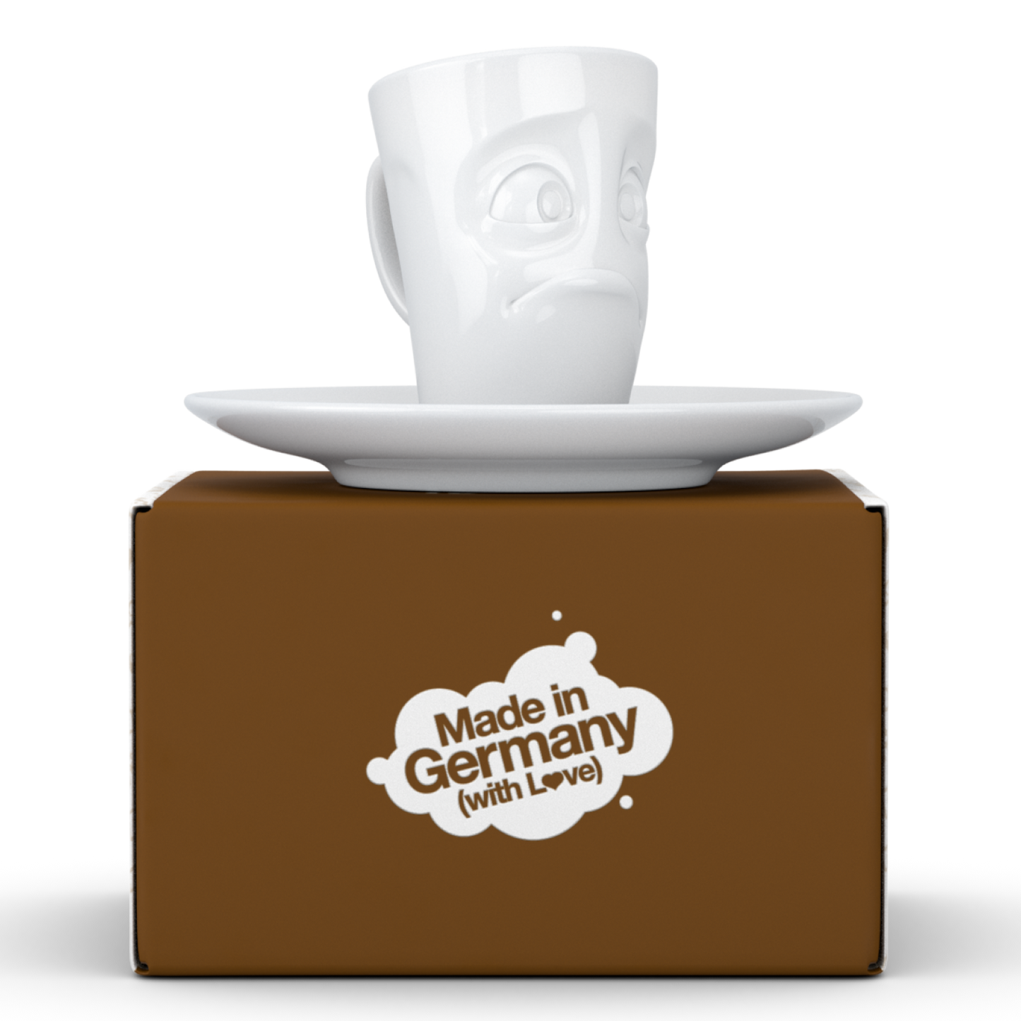 FIFTYEIGHT PRODUCTS / Cups / Espresso Cup with Saucer "Dumbfounded" (Porcelain, 80 ml, White, Made in Germany)