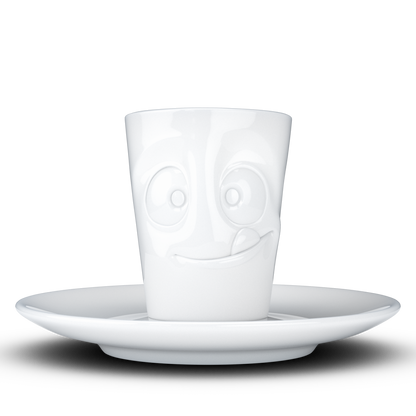 FIFTYEIGHT PRODUCTS / Tazze / Tazzina da caffè espresso con piattino "Lecker" (porcellana, 80 ml, bianco, Made in Germany)