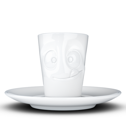 FIFTYEIGHT PRODUCTS / Cups / Espresso Cup with Saucer "Yummy" (Porcelain, 80 ml, White, Made in Germany)