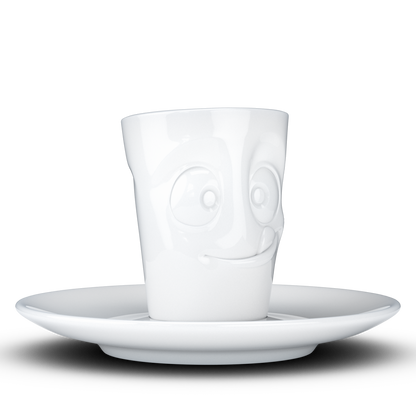 FIFTYEIGHT PRODUCTS / Tazze / Tazzina da caffè espresso con piattino "Lecker" (porcellana, 80 ml, bianco, Made in Germany)