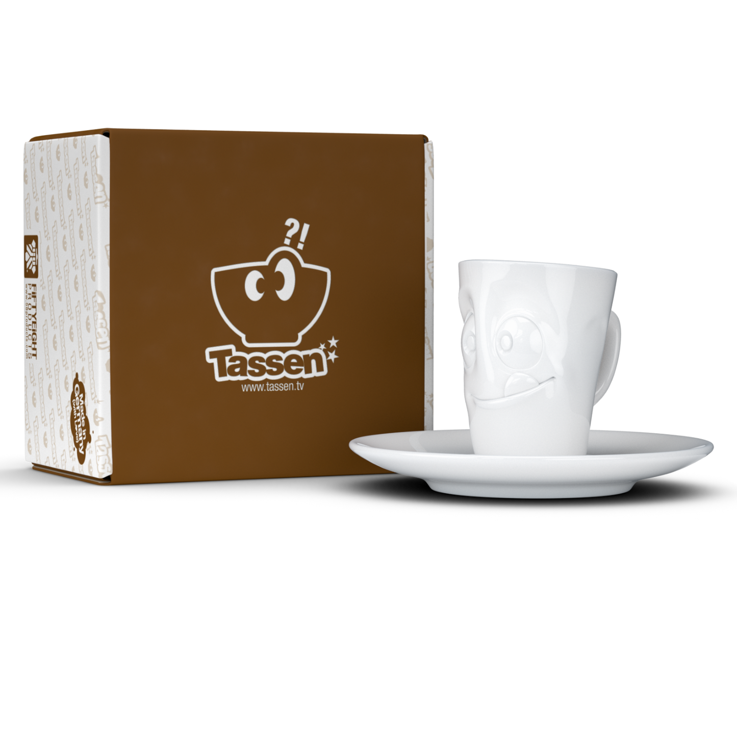 FIFTYEIGHT PRODUCTS / Tazze / Tazzina da caffè espresso con piattino "Lecker" (porcellana, 80 ml, bianco, Made in Germany)