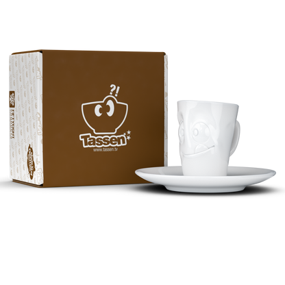 FIFTYEIGHT PRODUCTS / Tazze / Tazzina da caffè espresso con piattino "Lecker" (porcellana, 80 ml, bianco, Made in Germany)