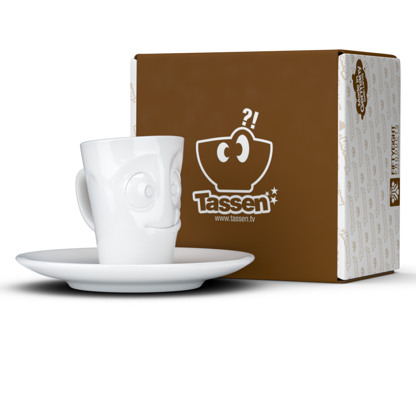 FIFTYEIGHT PRODUCTS / Tazze / Tazzina da caffè espresso con piattino "Lecker" (porcellana, 80 ml, bianco, Made in Germany)