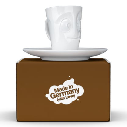 FIFTYEIGHT PRODUCTS / Tazze / Tazzina da caffè espresso con piattino "Lecker" (porcellana, 80 ml, bianco, Made in Germany)