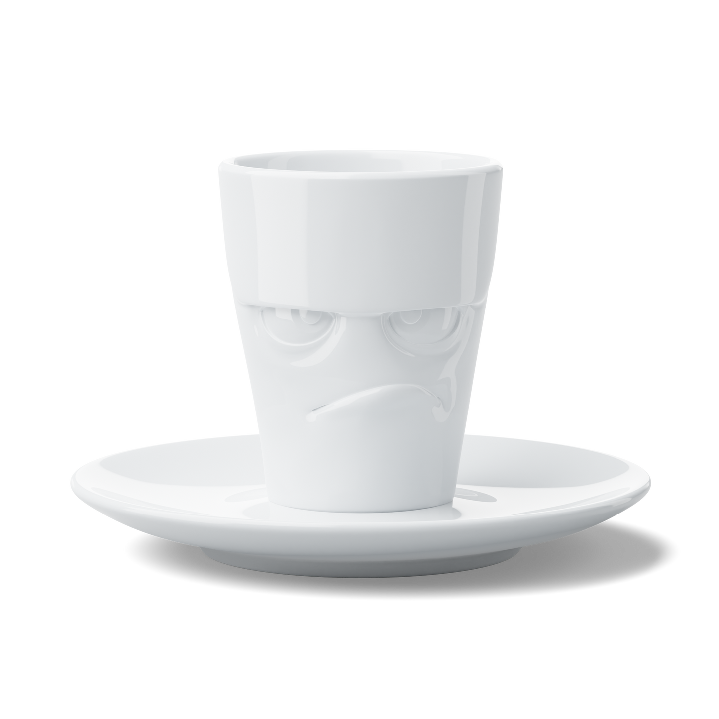 FIFTYEIGHT PRODUCTS / Cups / Espresso Cup with Saucer "Grumpy" (Porcelain, 80 ml, White, Made in Germany)