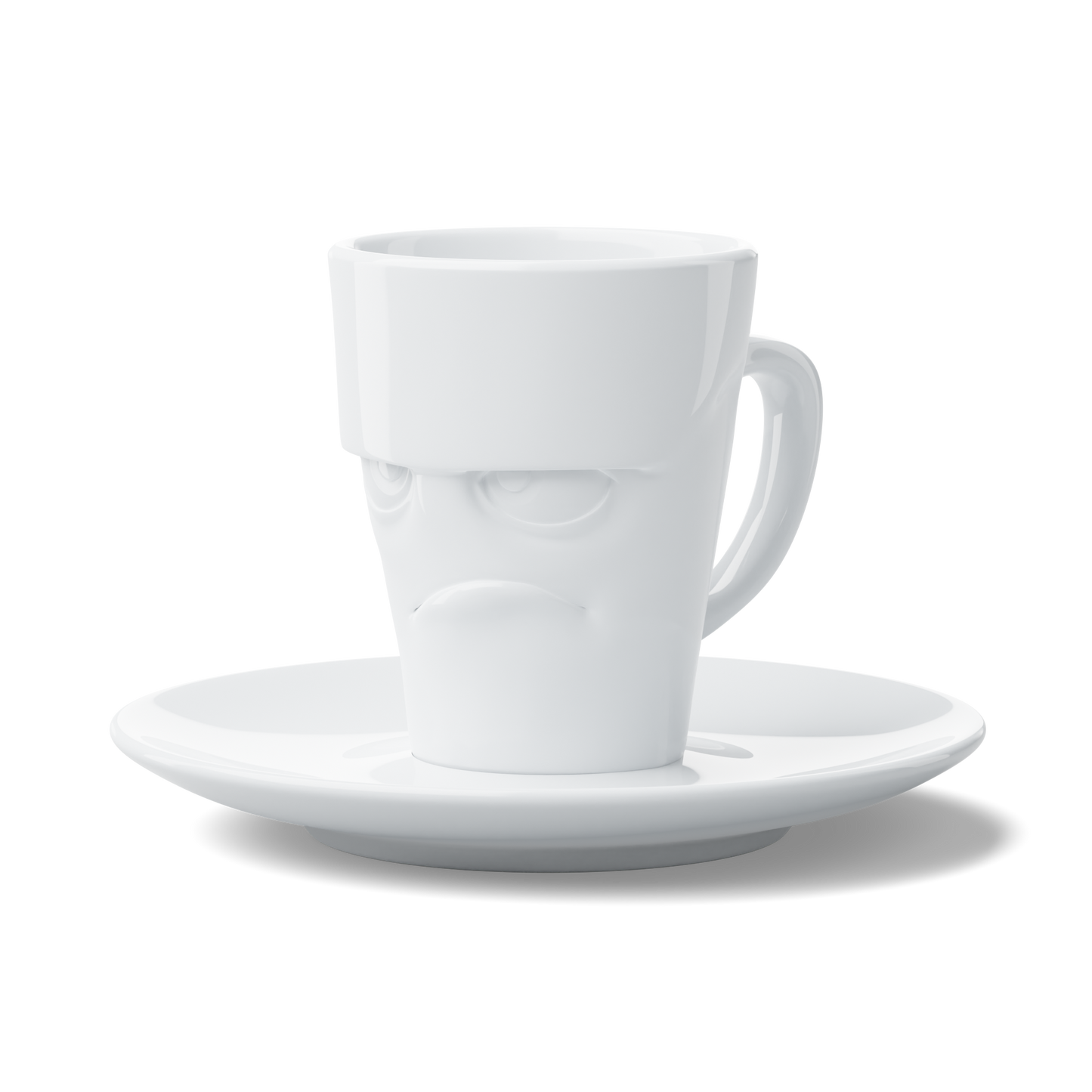 FIFTYEIGHT PRODUCTS / Cups / Espresso Cup with Saucer "Grumpy" (Porcelain, 80 ml, White, Made in Germany)