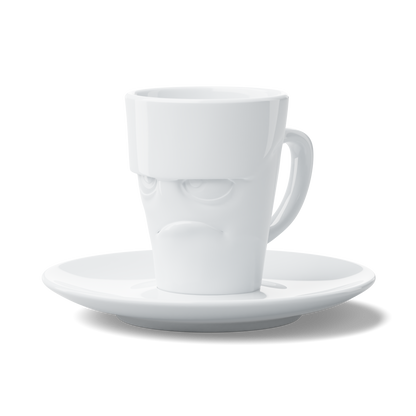 FIFTYEIGHT PRODUCTS / Cups / Espresso Cup with Saucer "Grumpy" (Porcelain, 80 ml, White, Made in Germany)