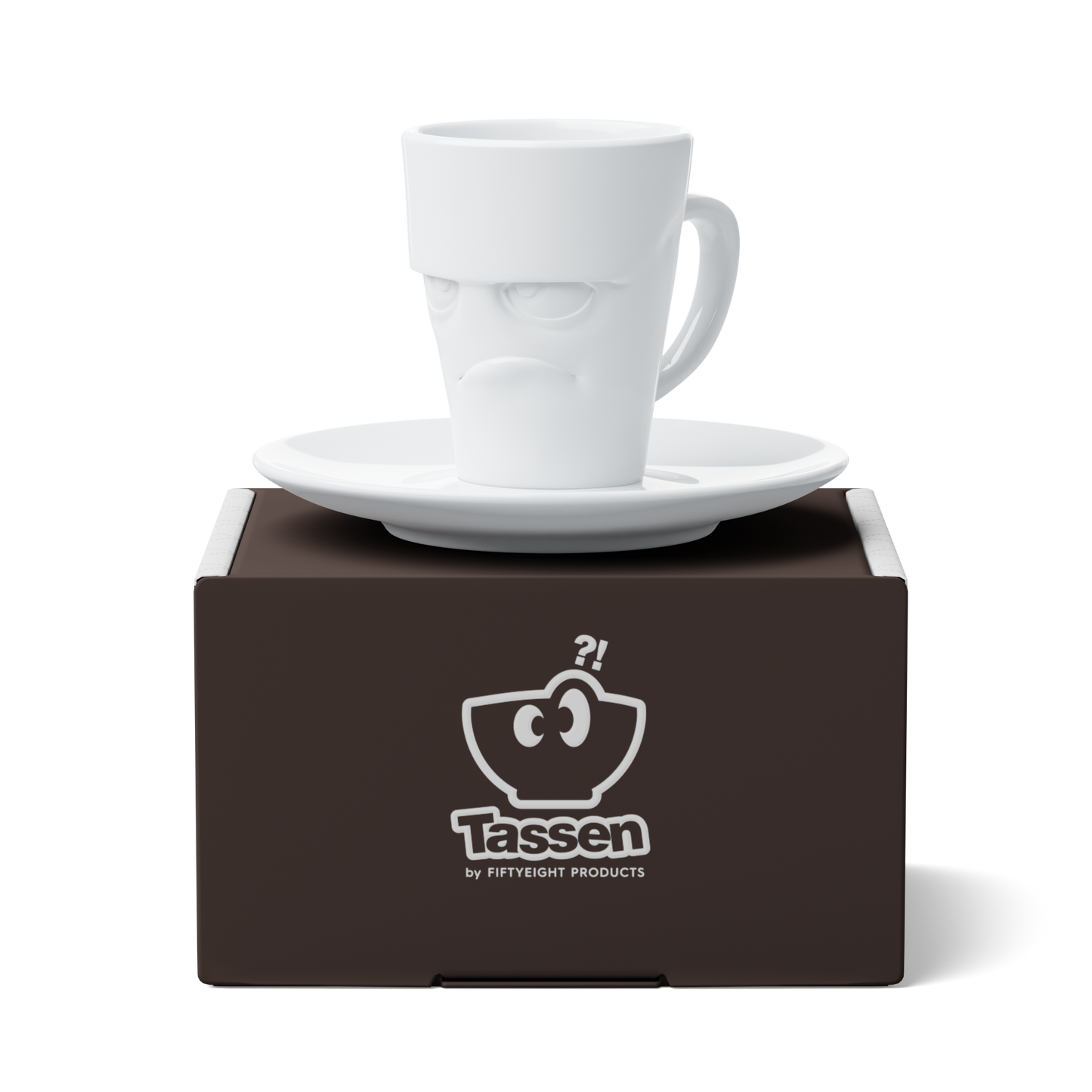 FIFTYEIGHT PRODUCTS / Cups / Espresso Cup with Saucer "Grumpy" (Porcelain, 80 ml, White, Made in Germany)