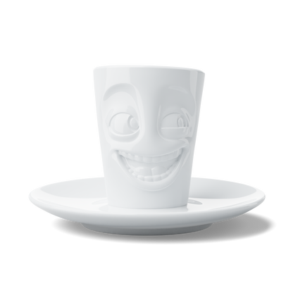 FIFTYEIGHT PRODUCTS / Cups / Espresso Cup with Saucer "Witty" (Porcelain, 80 ml, White, Made in Germany)