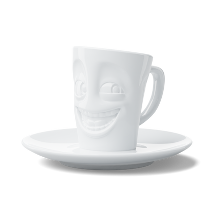 FIFTYEIGHT PRODUCTS / Cups / Espresso Cup with Saucer "Witty" (Porcelain, 80 ml, White, Made in Germany)