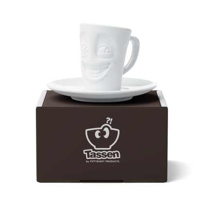 FIFTYEIGHT PRODUCTS / Cups / Espresso Cup with Saucer "Witty" (Porcelain, 80 ml, White, Made in Germany)