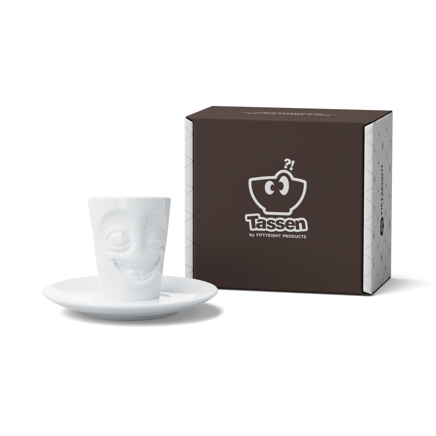 FIFTYEIGHT PRODUCTS / Cups / Espresso Cup with Saucer "Witty" (Porcelain, 80 ml, White, Made in Germany)