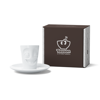 FIFTYEIGHT PRODUCTS / Cups / Espresso Cup with Saucer "Witty" (Porcelain, 80 ml, White, Made in Germany)