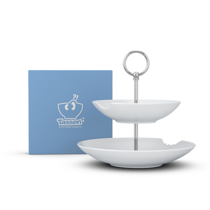 FIFTYEIGHT Food Tempel mit Biss, Etagere 2-stufig, Porzellan, Made in Germany