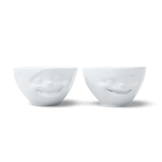 FIFTYEIGHT PRODUCTS / Tazze / Ciotoline medie / Set di ciotoline n. 4 "Sorridendo e Ammiccando" (Porcellana, 200ml, Bianco, Made in Germany)