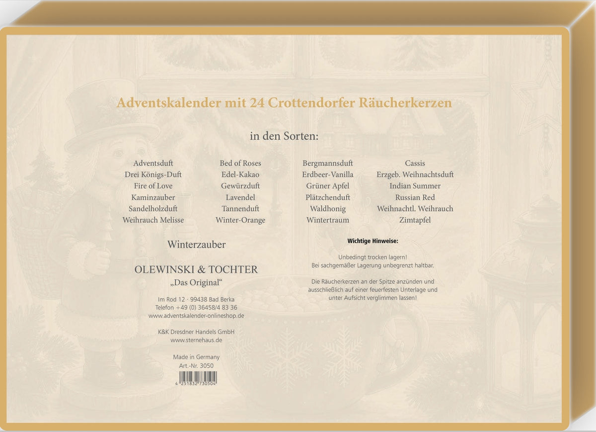 Räucherkerzen-Adventskalender, Motiv: Winterzauber