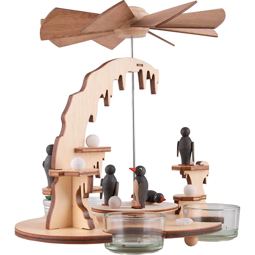 Drechslerei Kuhnert Portacandele con pinguini, Naturale, Pietra, 38 mm, Casual Gathering, Uso domestico